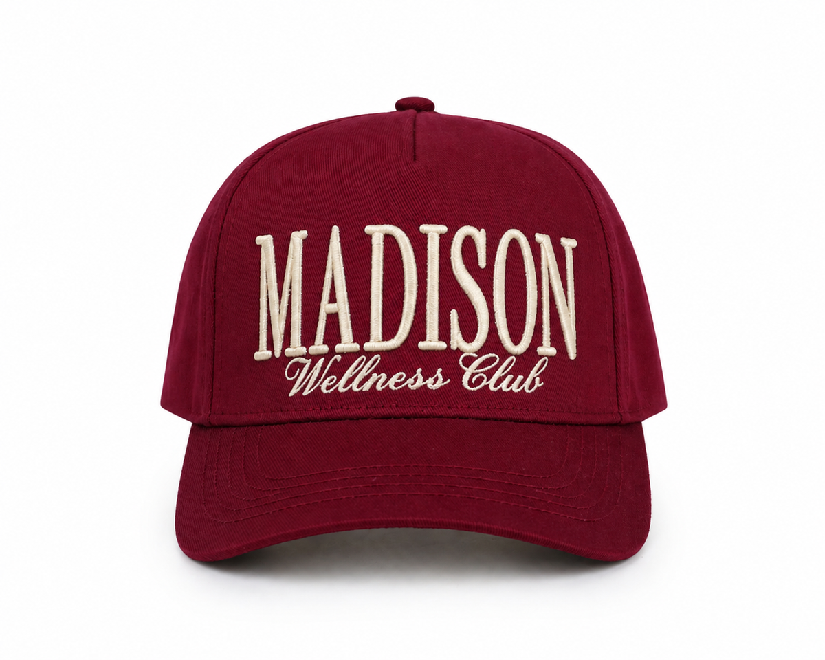 The Madison Wellness Club Signature Hat in Burgundy *PREORDER*