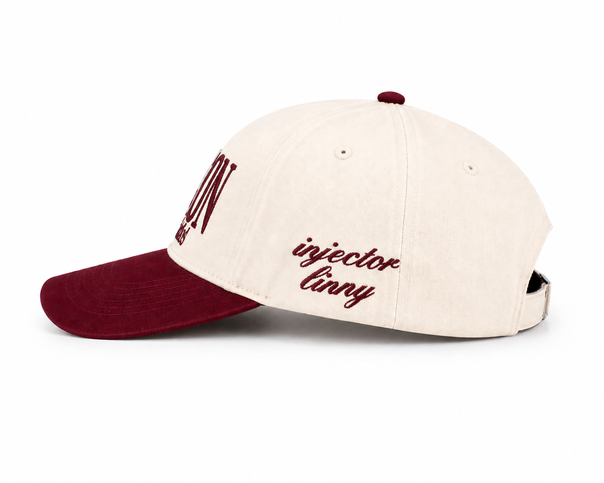 The Madison Wellness Club Signature Hat in Burgundy & Cream *PREORDER*